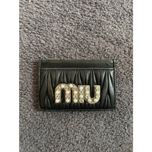 Miu Miu Crystal Card Wallet | Women’s Miu Miu Cardholder | Authentic Matelasse - Picture 1 of 8